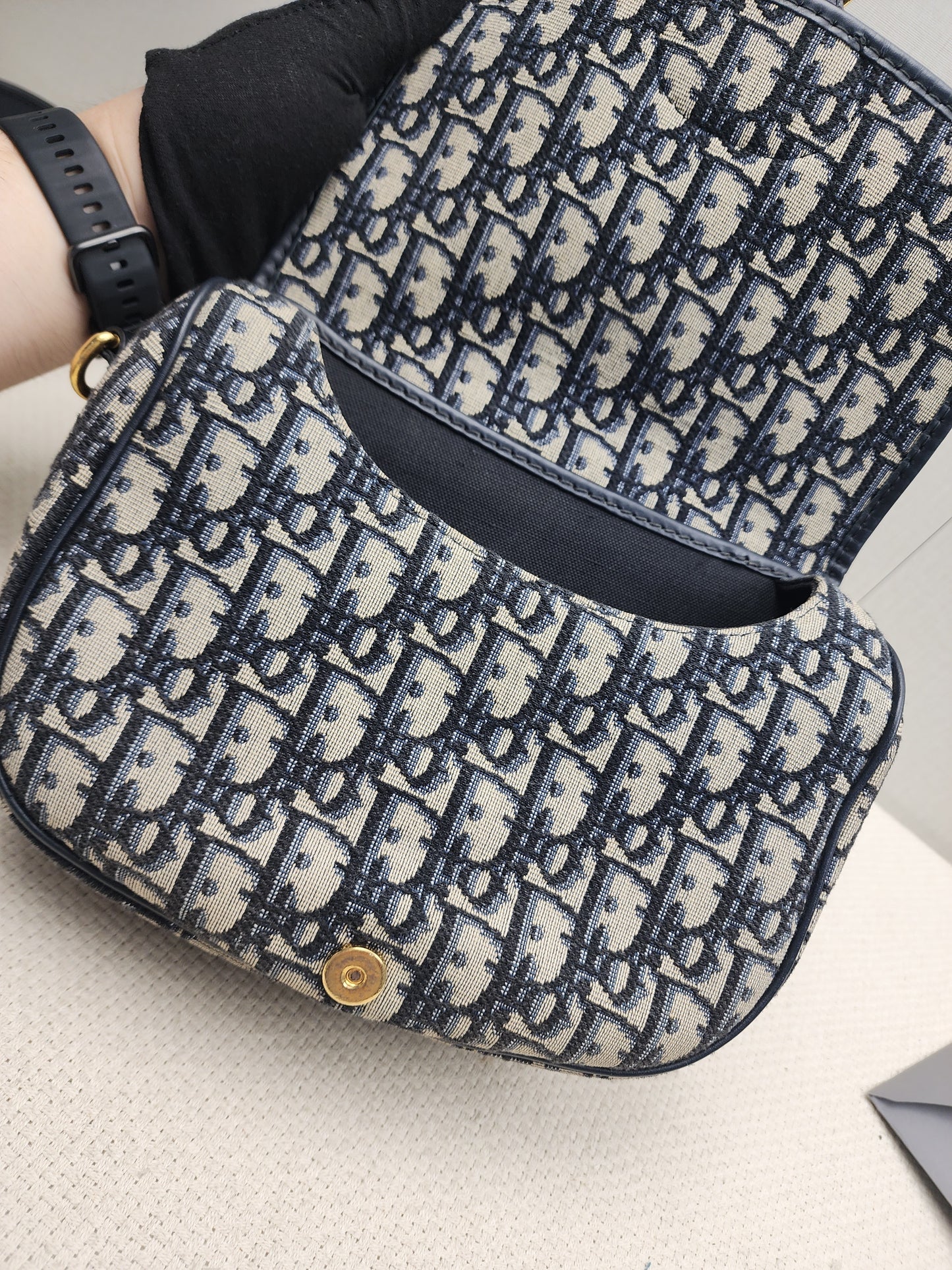 Dior Medium Blue Oblique Jacquard Bobby Bag