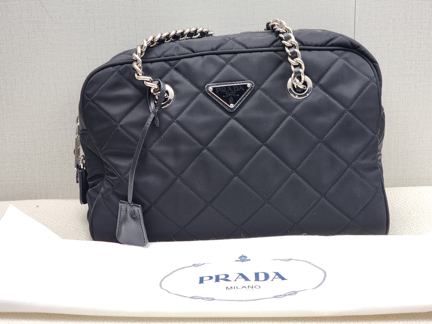 Prada Black Nylon Tessuto Bauletto Shoulder Bag