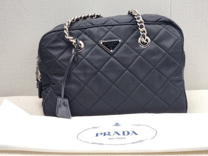 Prada Black Nylon Tessuto Bauletto Shoulder Bag