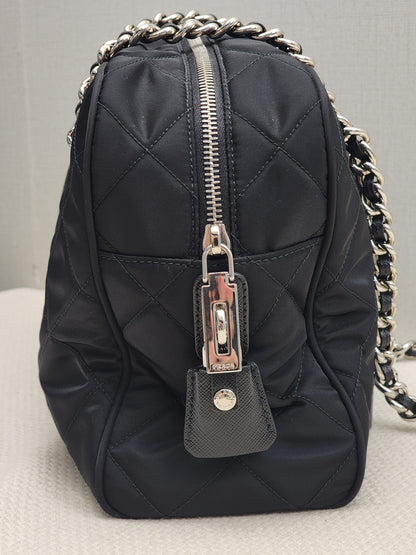 Prada Black Nylon Tessuto Bauletto Shoulder Bag