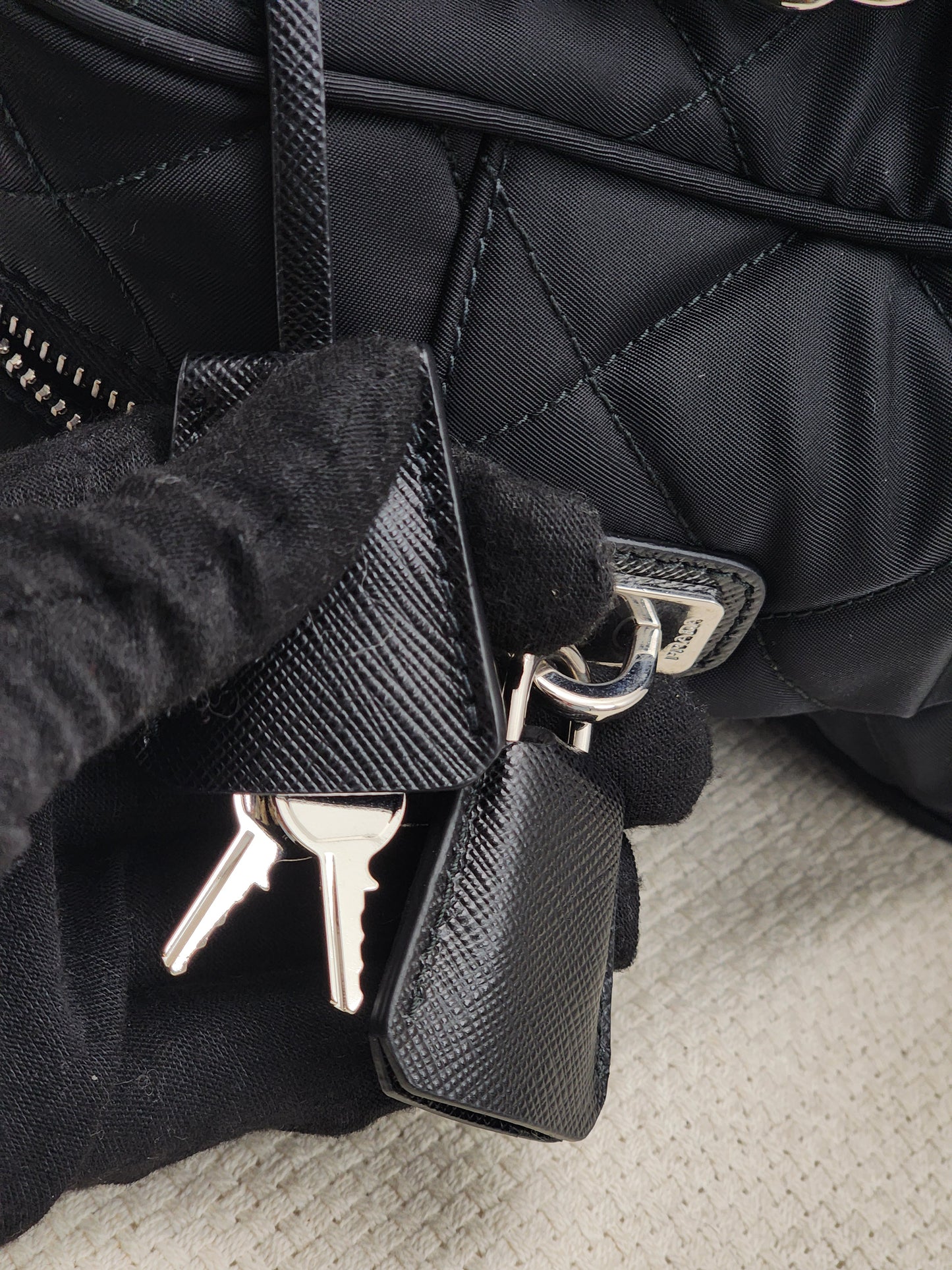 Prada Black Nylon Tessuto Bauletto Shoulder Bag