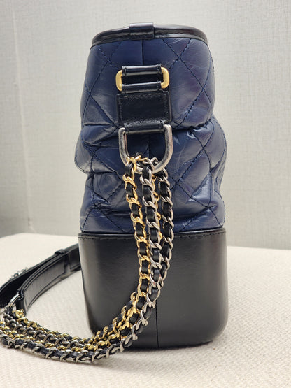 LV Blue Aged Calfskin Medium Gabrielle
