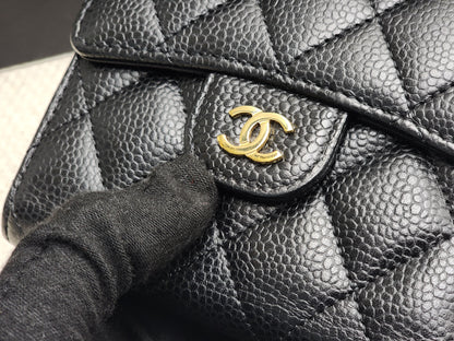 Black Caviar Classic Small Flap Wallet (LGHW)