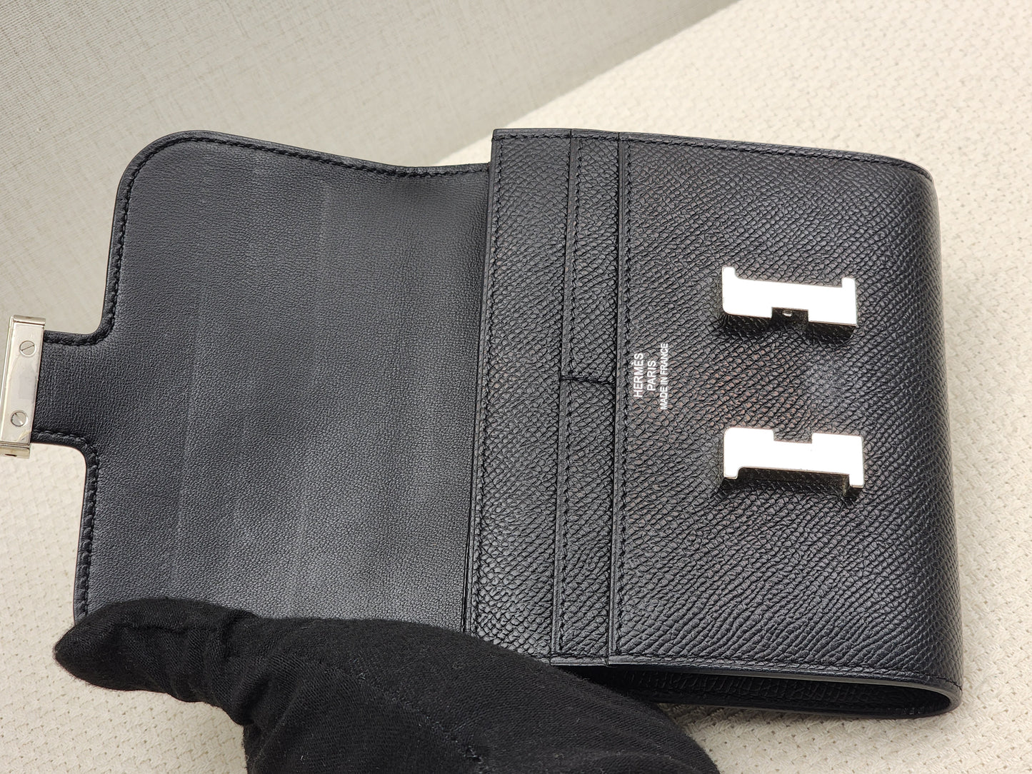 Hermes Noir Epsom Constance Compact Wallet (PHW)