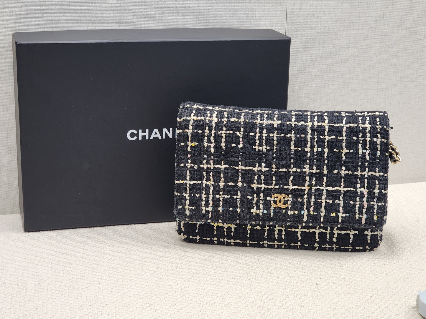 Chanel Black Tweed WOC (GHW)