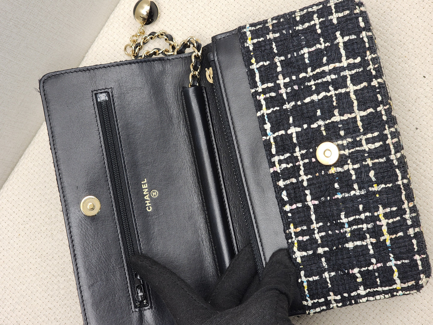 Chanel Black Tweed WOC (GHW)
