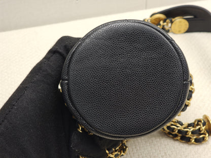 Chanel Black Caviar 22A Thist Your Button Micro Bucket