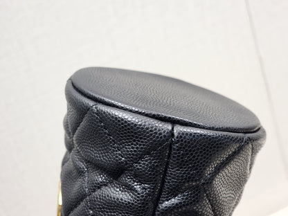 Chanel Black Caviar 22A Thist Your Button Micro Bucket