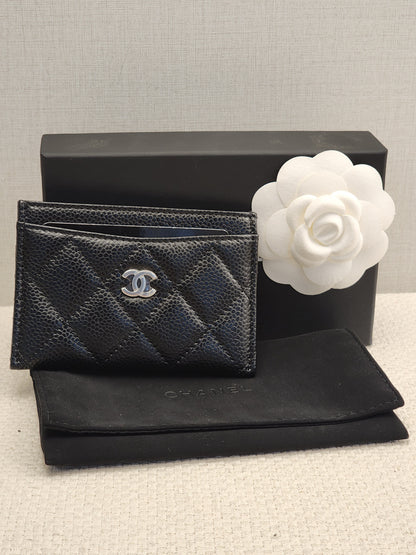 Chanel Black Caviar Classic Card Case (SHW)