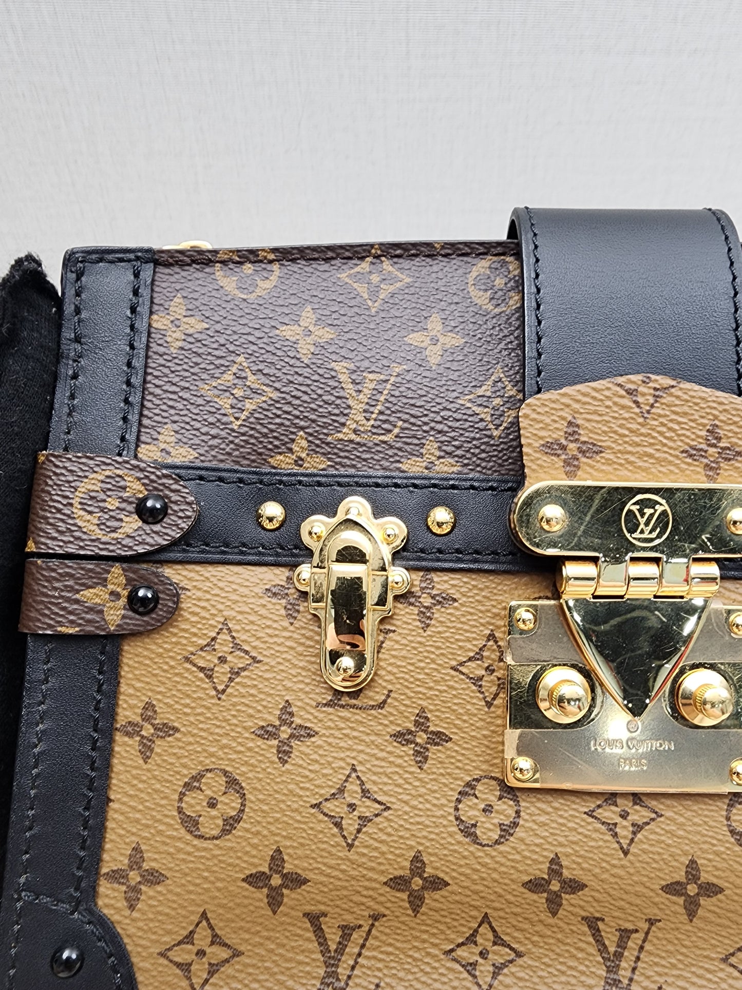 LV Reverse Monogram Trunk Clutch on Chain