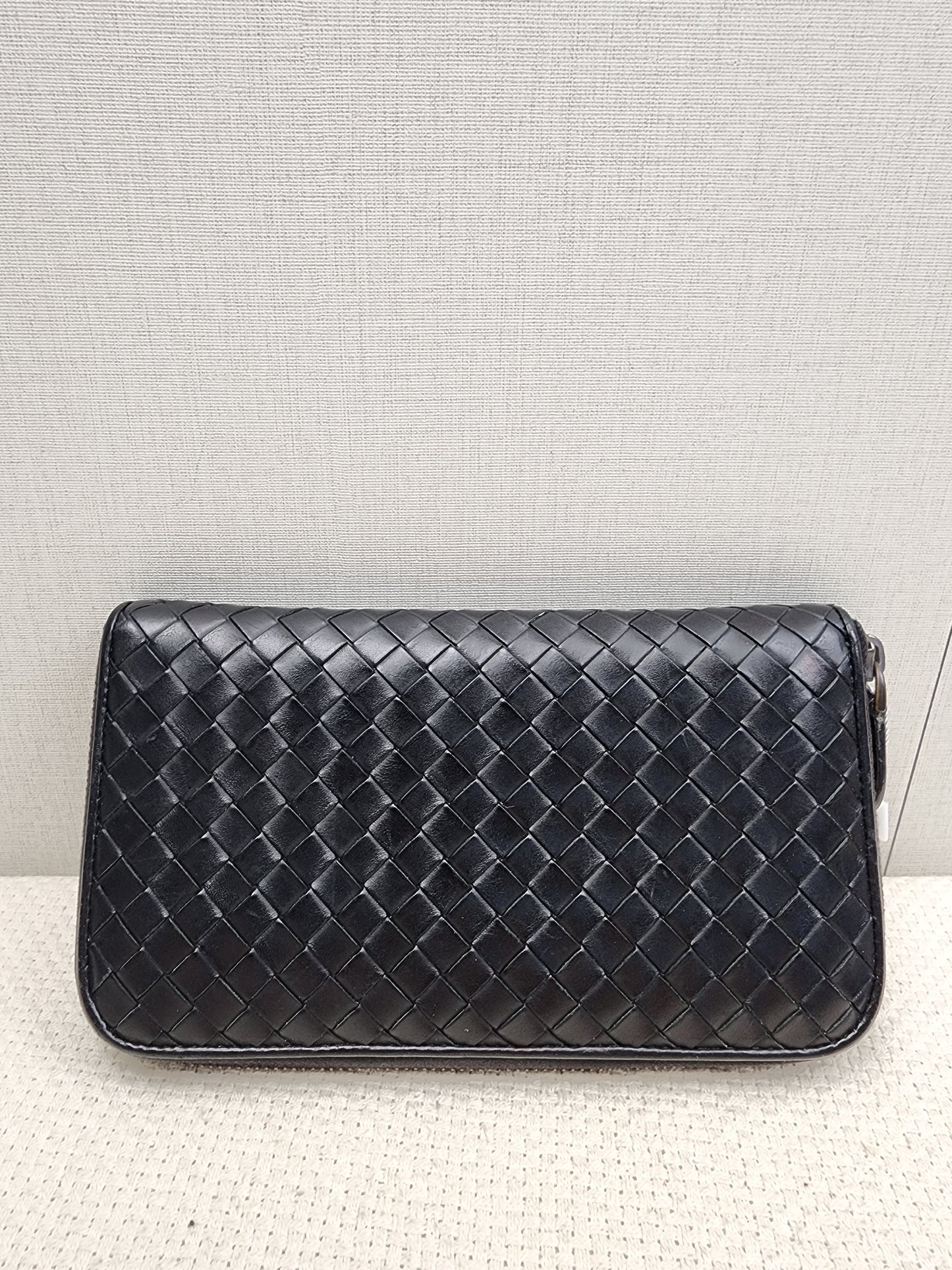 Bottega Veneta Black Nappa Intreciato Zip Wallet