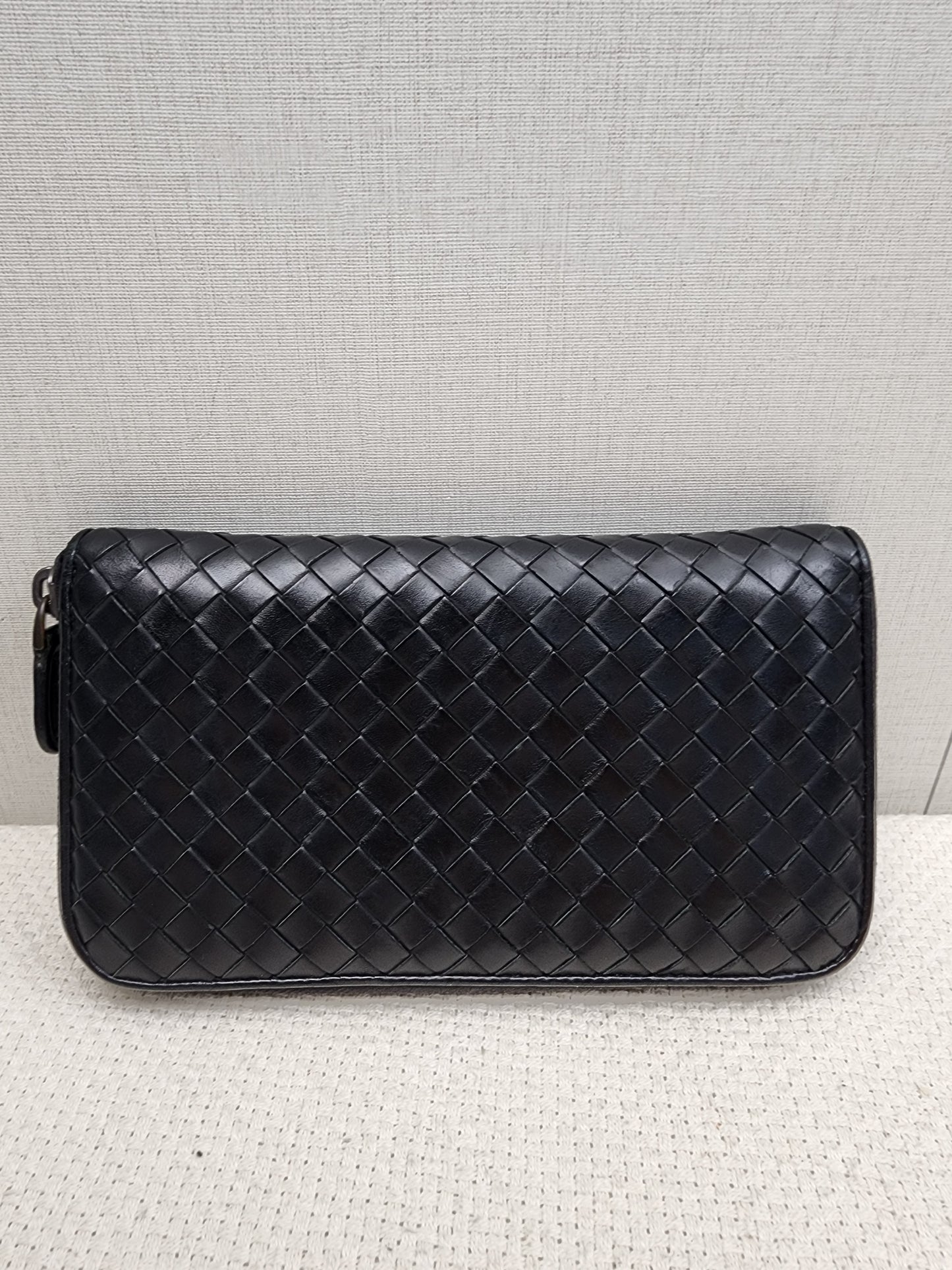 Bottega Veneta Black Nappa Intreciato Zip Wallet