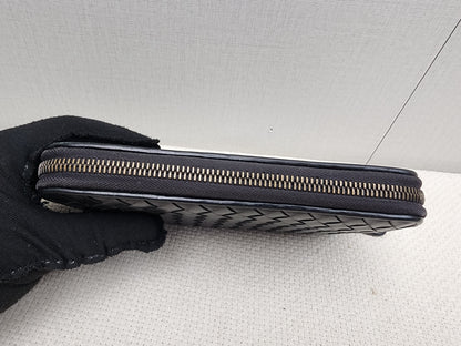Bottega Veneta Black Nappa Intreciato Zip Wallet