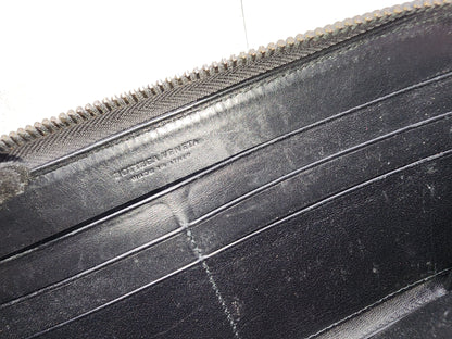 Bottega Veneta Black Nappa Intreciato Zip Wallet