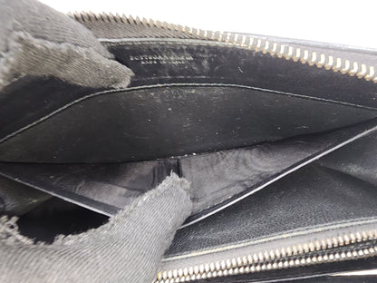 Bottega Veneta Black Nappa Intreciato Zip Wallet