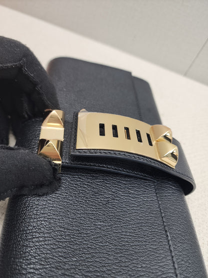 Hermes Noir Chevre Mysore Medor 23 Clutch (GHW)
