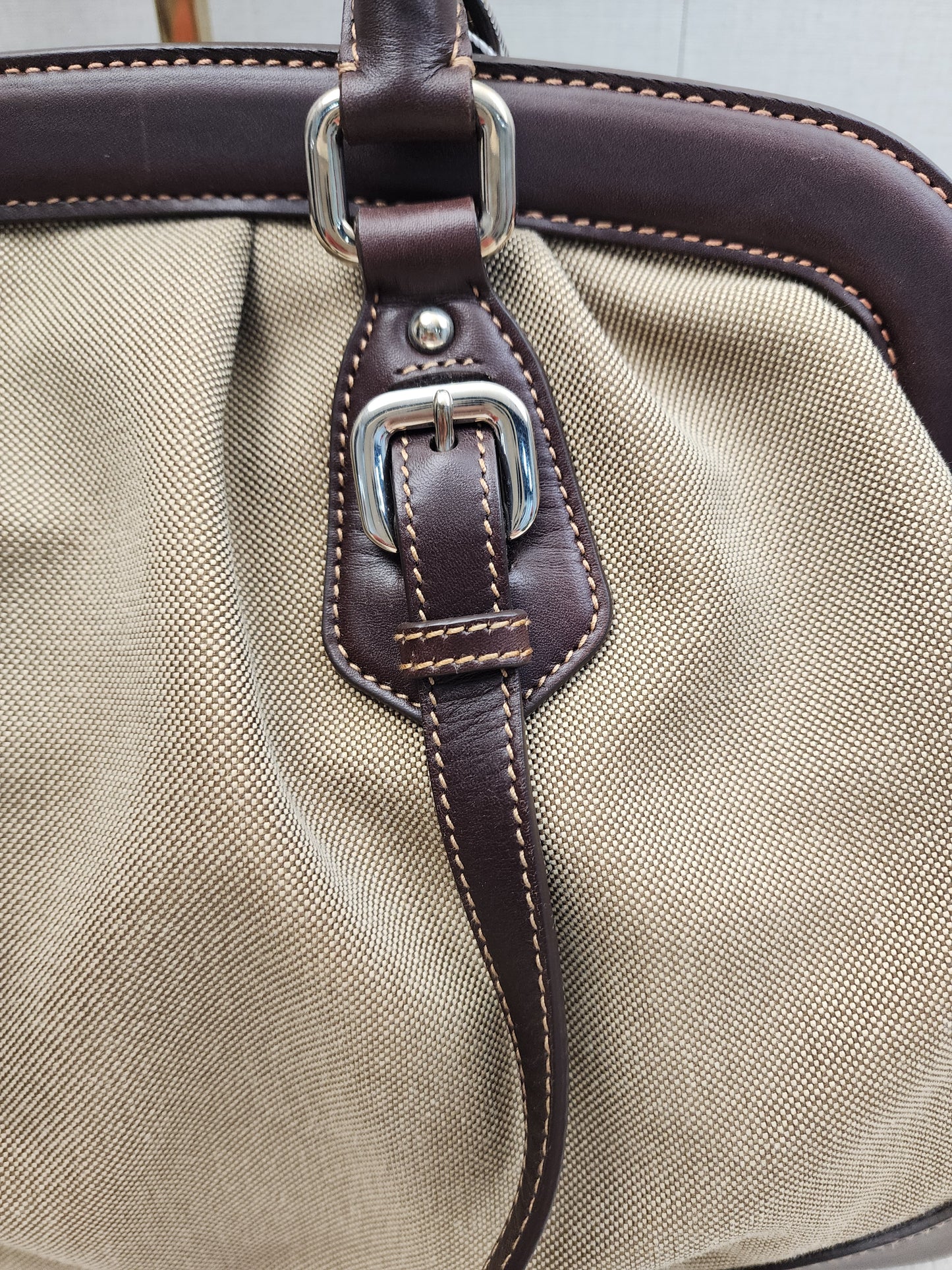 Prada Brown Logo Frame Handbag