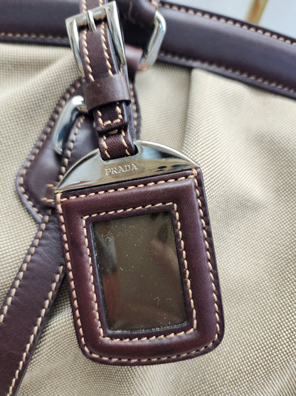 Prada Brown Logo Frame Handbag