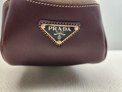 Prada Brown Logo Frame Handbag