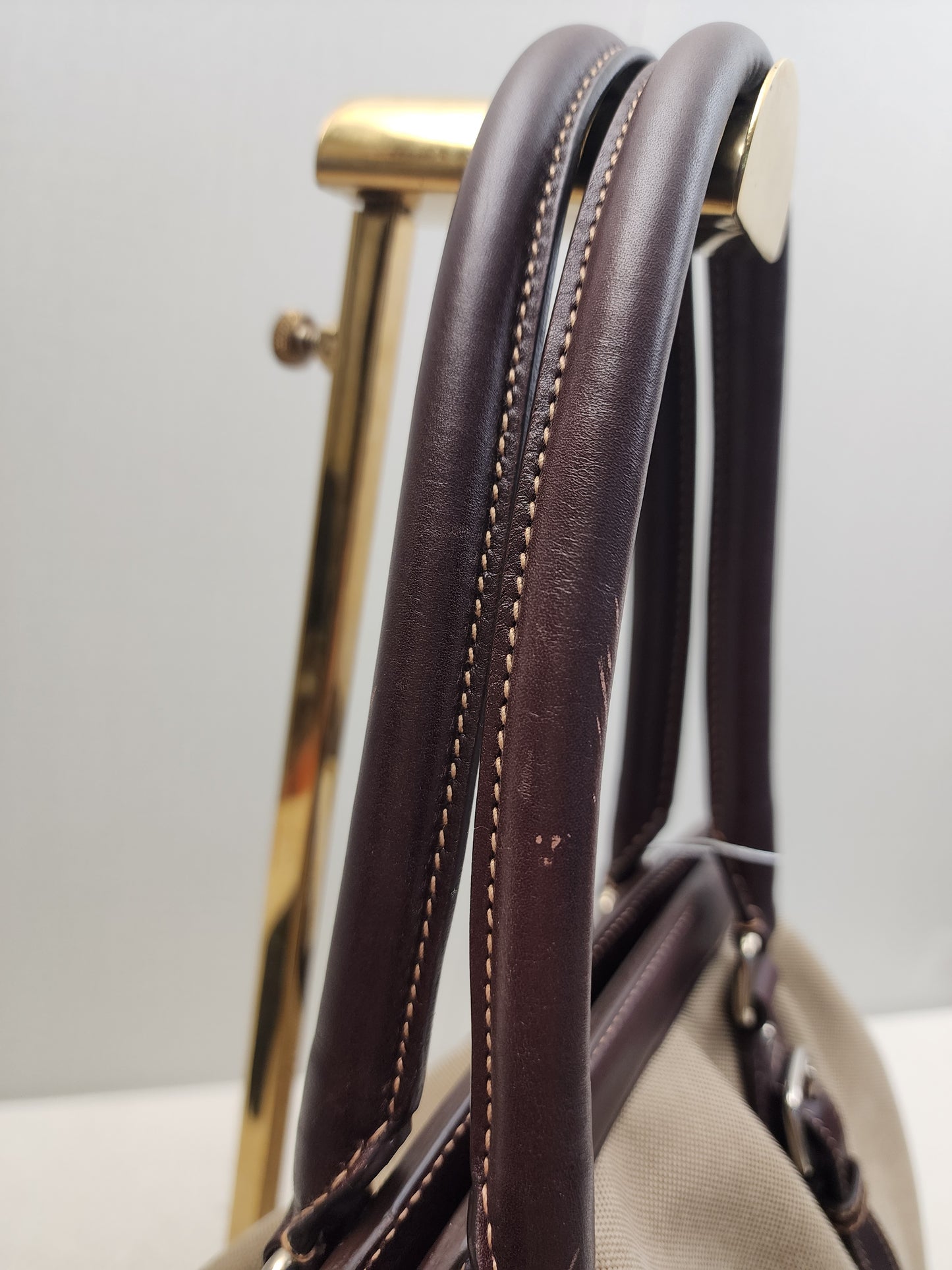 Prada Brown Logo Frame Handbag
