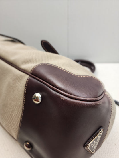 Prada Brown Logo Frame Handbag