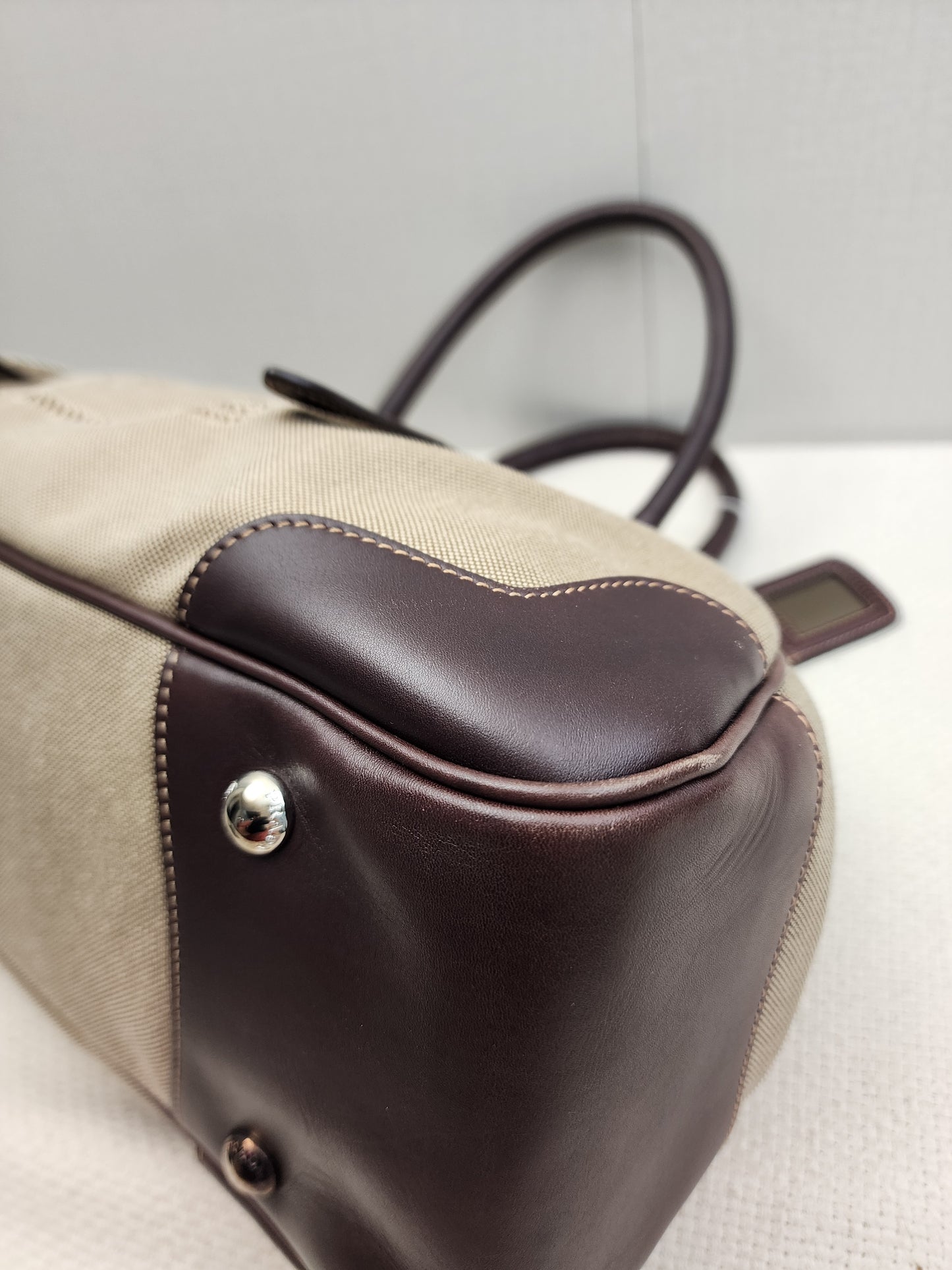 Prada Brown Logo Frame Handbag