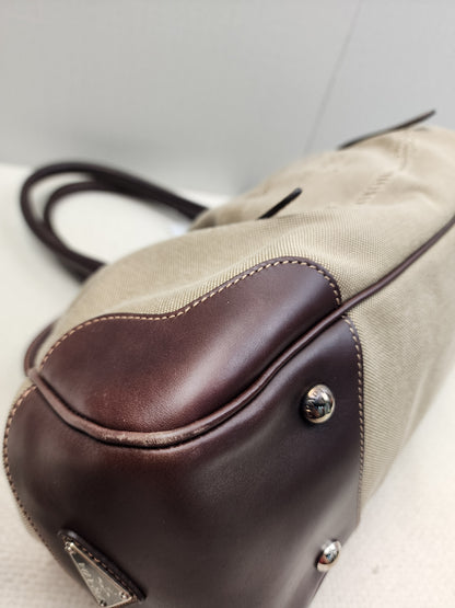 Prada Brown Logo Frame Handbag