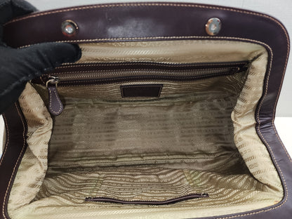 Prada Brown Logo Frame Handbag