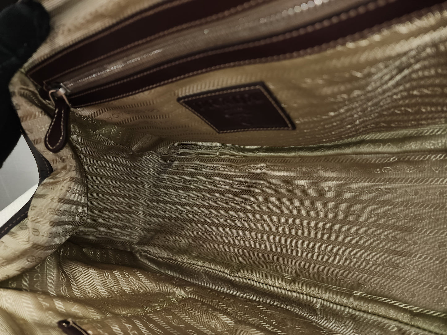 Prada Brown Logo Frame Handbag