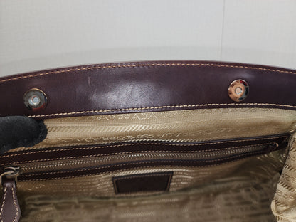 Prada Brown Logo Frame Handbag