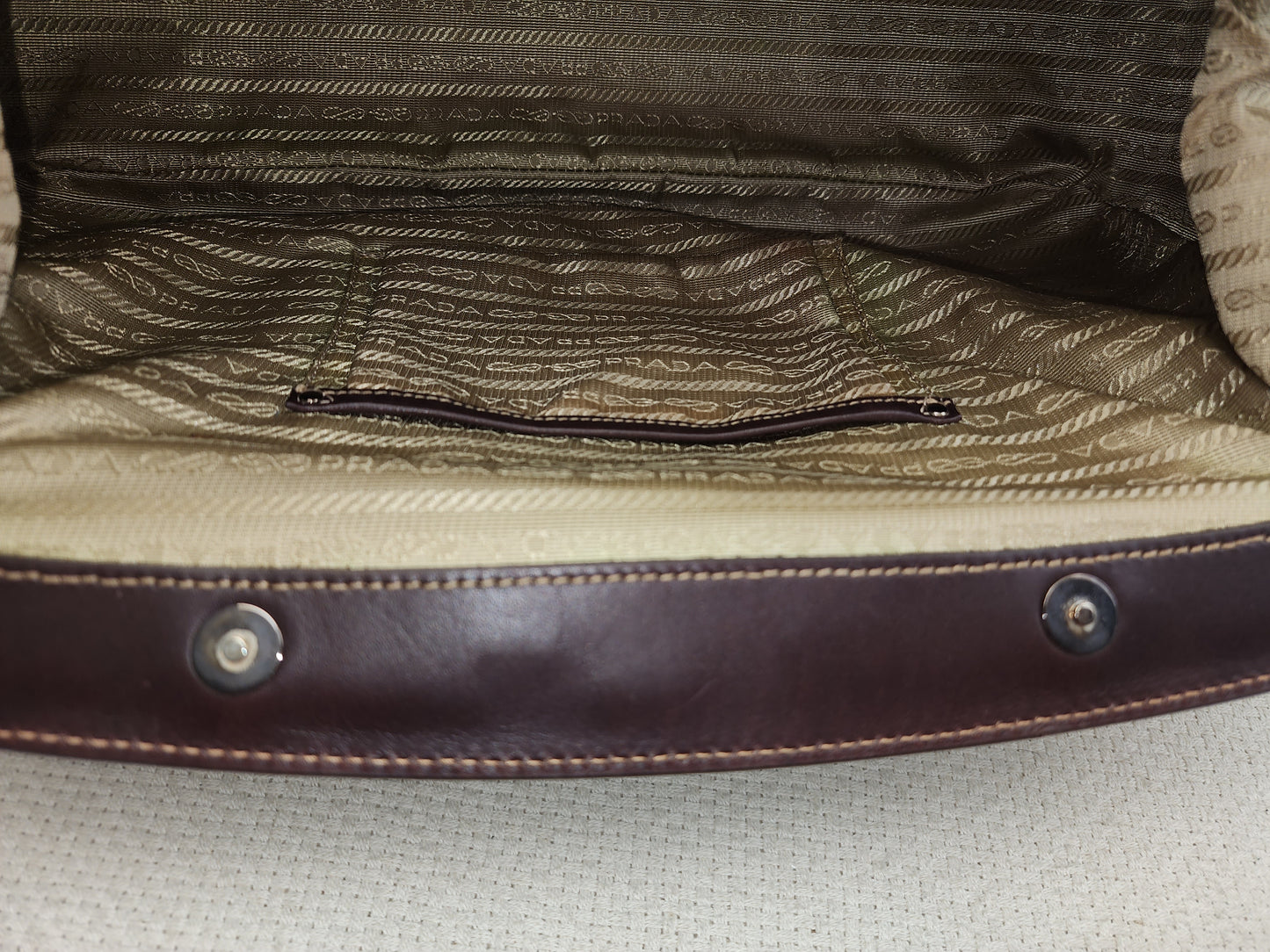 Prada Brown Logo Frame Handbag