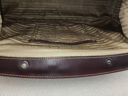 Prada Brown Logo Frame Handbag