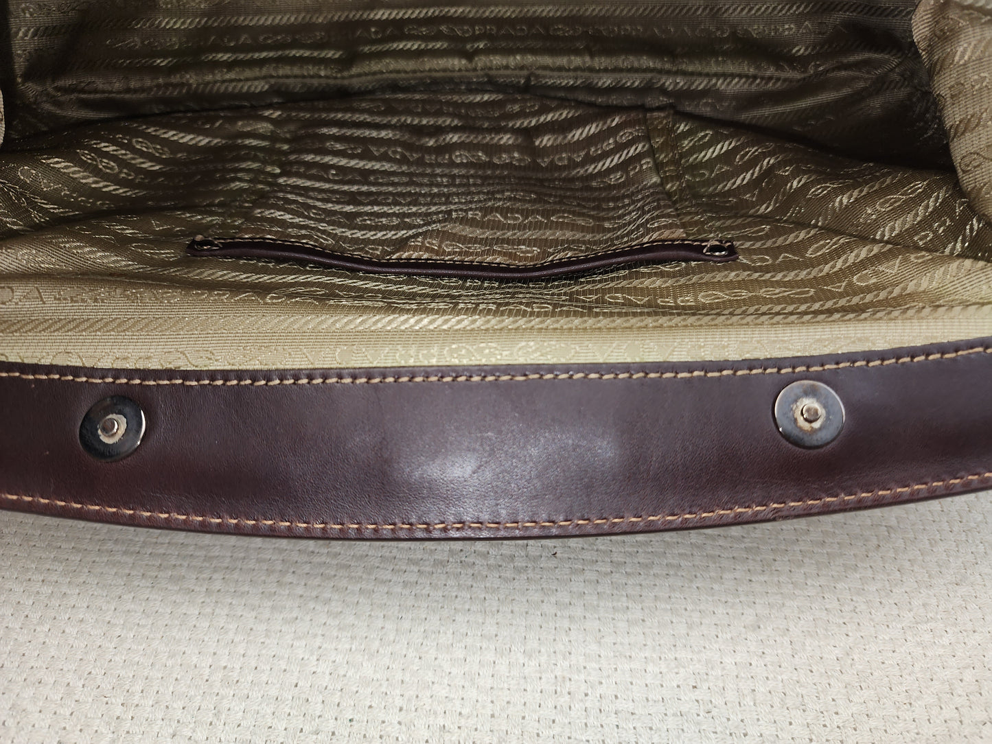 Prada Brown Logo Frame Handbag
