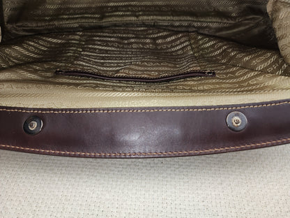 Prada Brown Logo Frame Handbag
