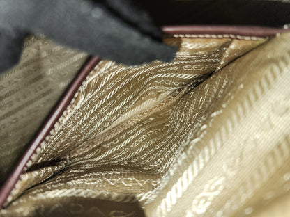 Prada Brown Logo Frame Handbag