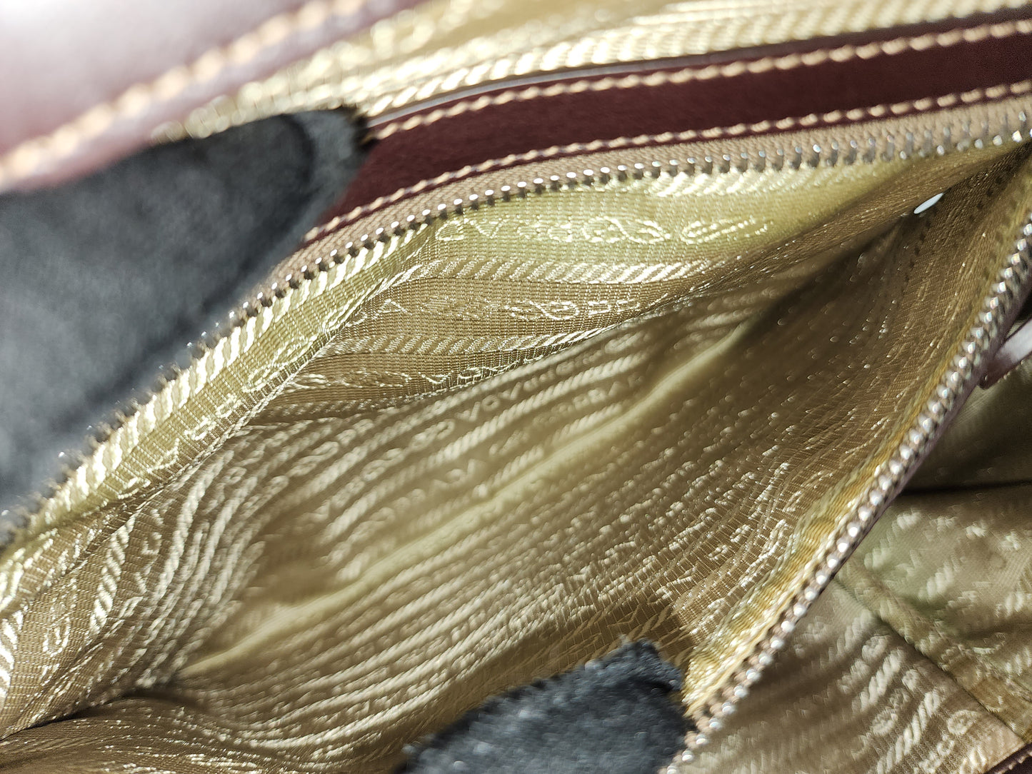 Prada Brown Logo Frame Handbag