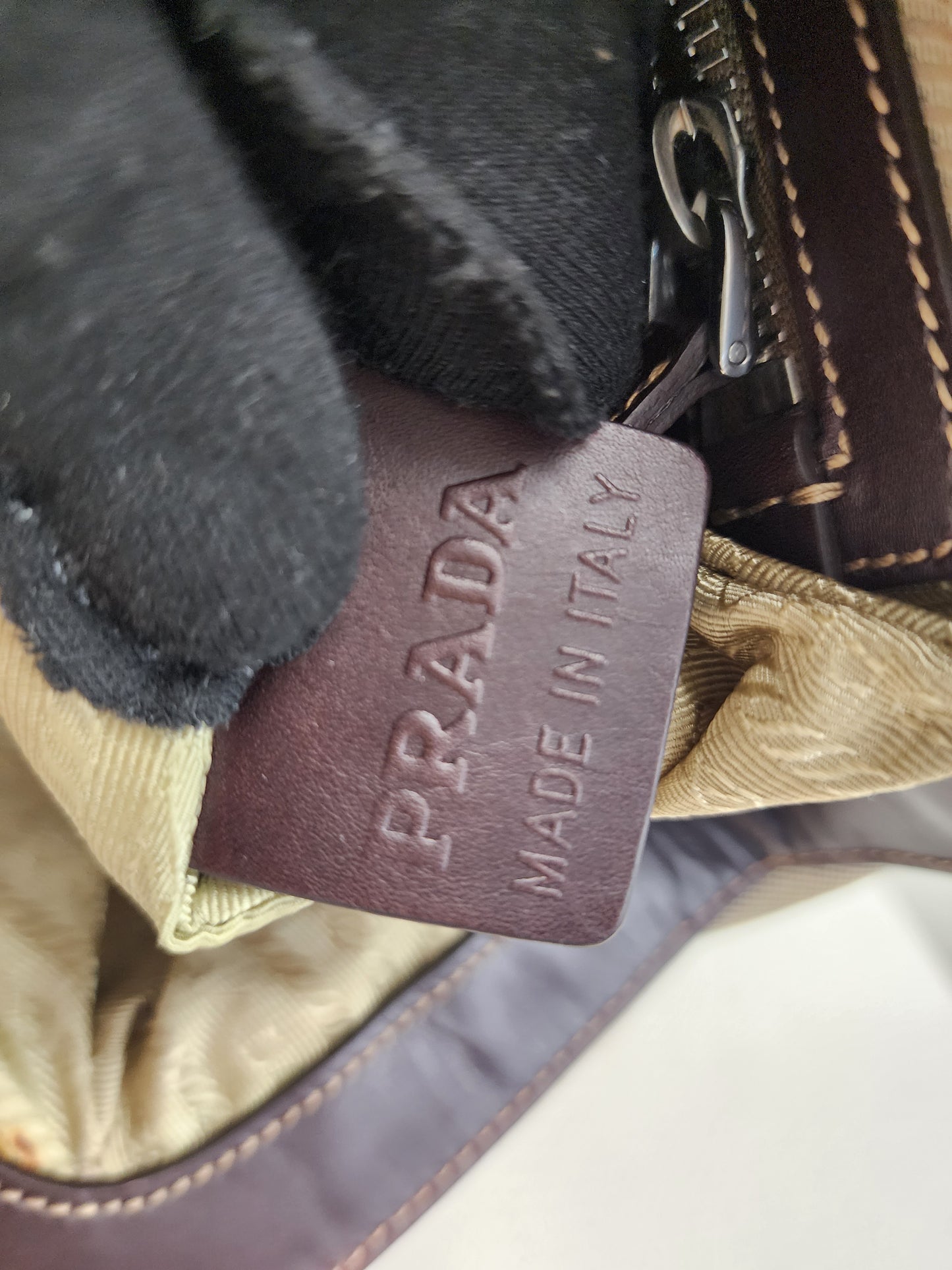 Prada Brown Logo Frame Handbag