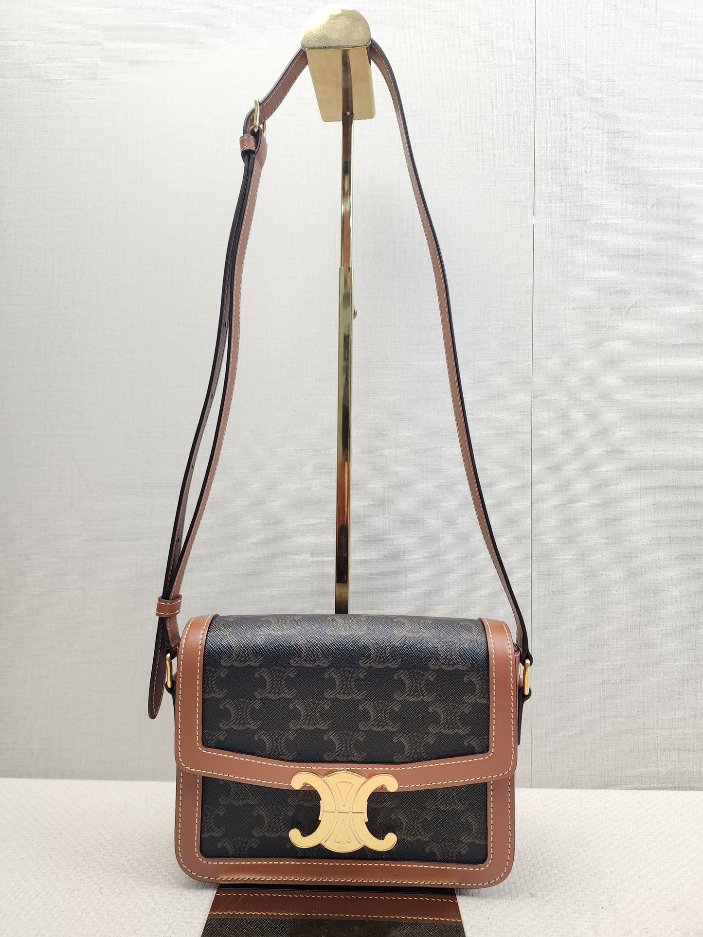 Celine Teen Triomphe Calfskin Crossbody Bag (GHW)