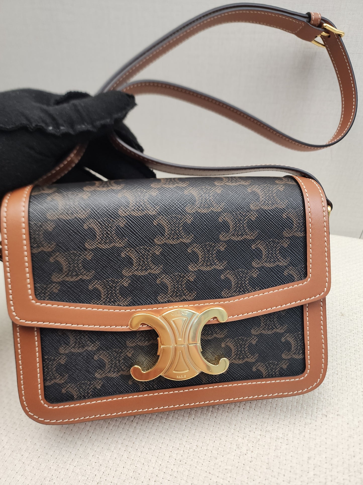 Celine Teen Triomphe Calfskin Crossbody Bag (GHW)