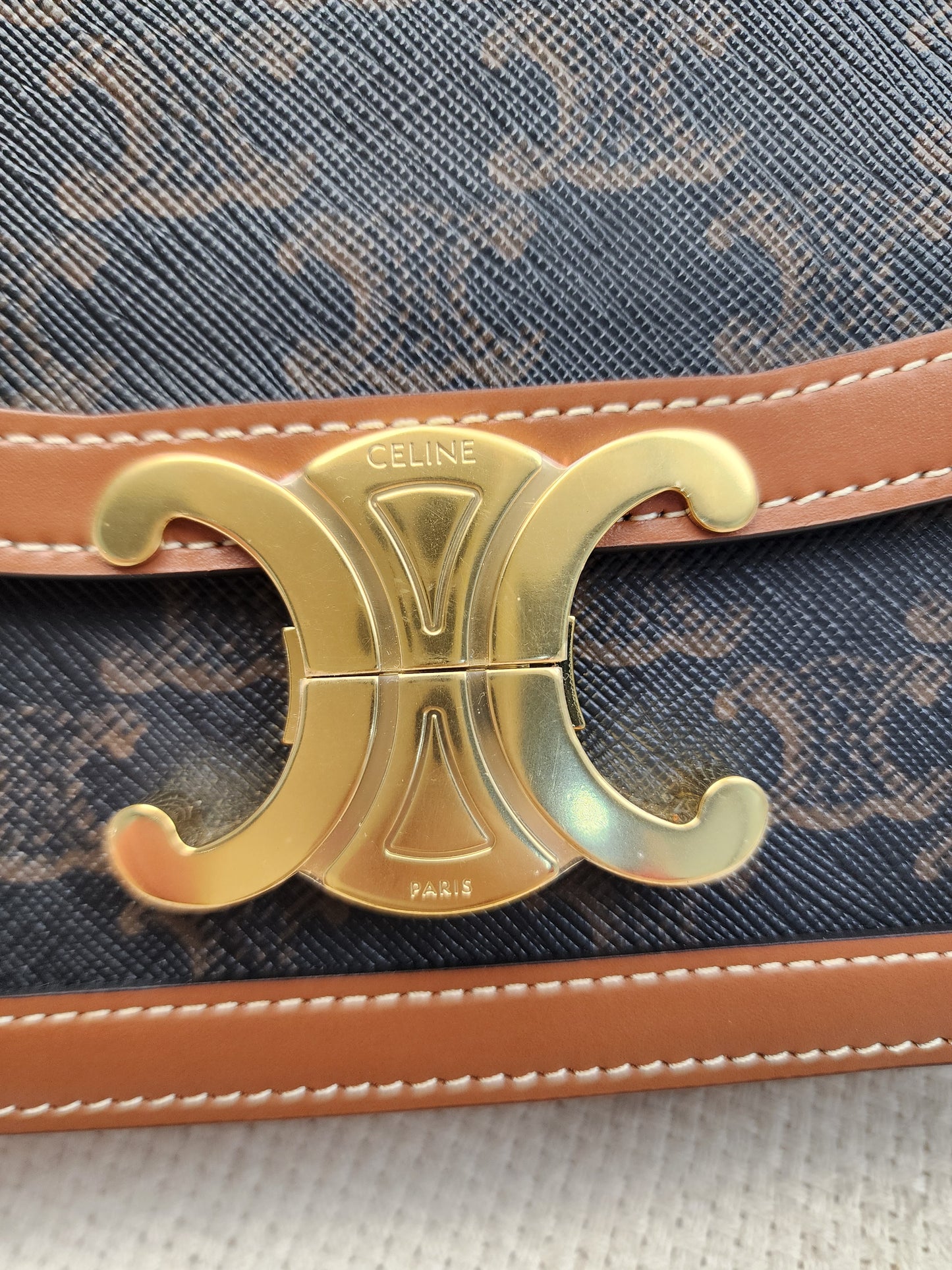 Celine Teen Triomphe Calfskin Crossbody Bag (GHW)