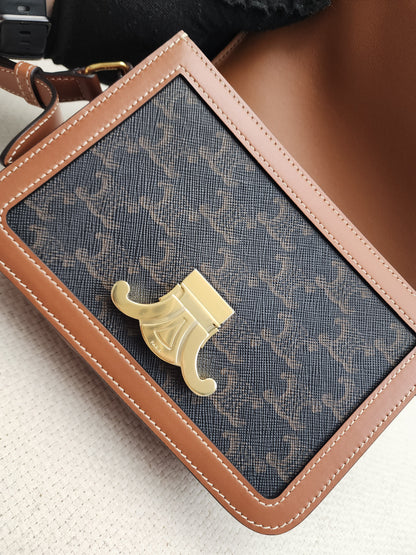 Celine Teen Triomphe Calfskin Crossbody Bag (GHW)