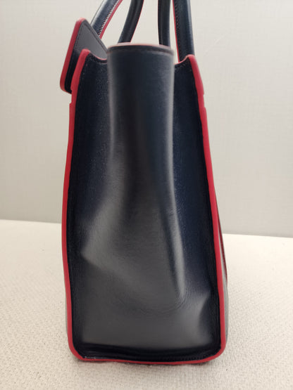 Celine Navy Red Micro Calfskin Luggage Shopper Tote