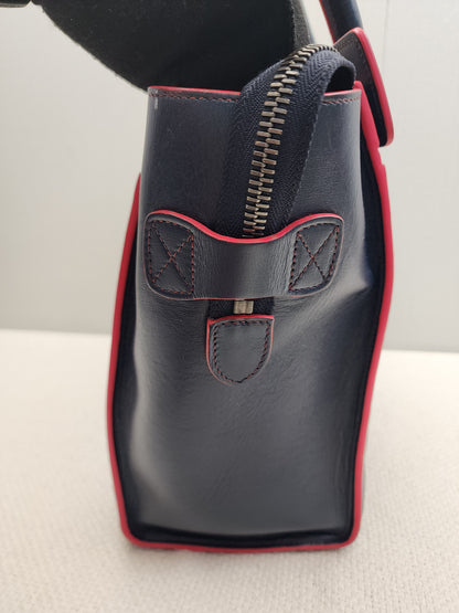 Celine Navy Red Micro Calfskin Luggage Shopper Tote