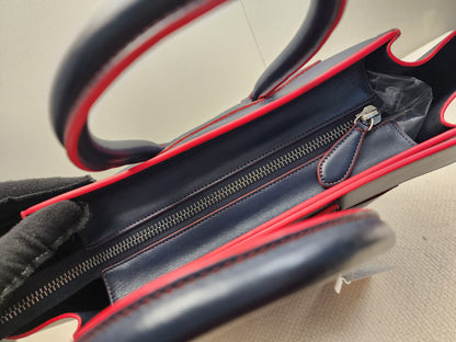 Celine Navy Red Micro Calfskin Luggage Shopper Tote