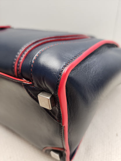 Celine Navy Red Micro Calfskin Luggage Shopper Tote