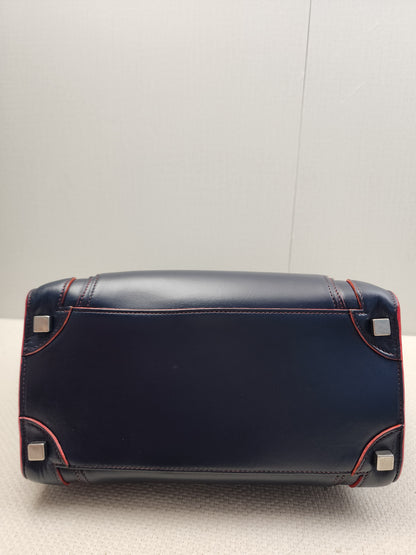 Celine Navy Red Micro Calfskin Luggage Shopper Tote