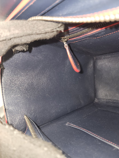 Celine Navy Red Micro Calfskin Luggage Shopper Tote