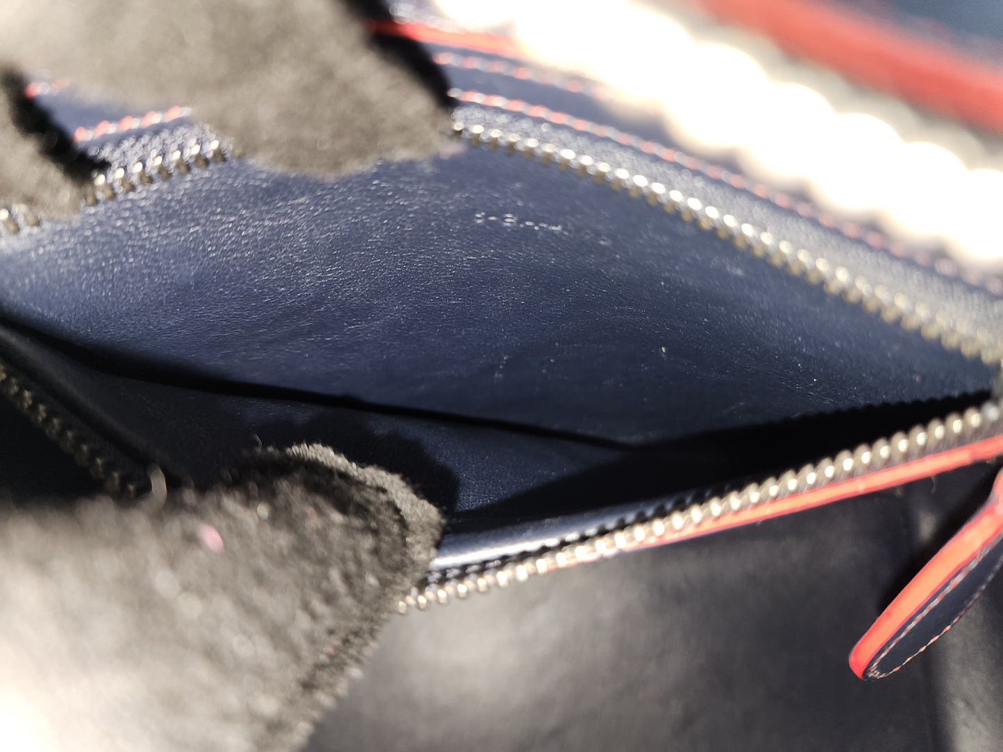 Celine Navy Red Micro Calfskin Luggage Shopper Tote