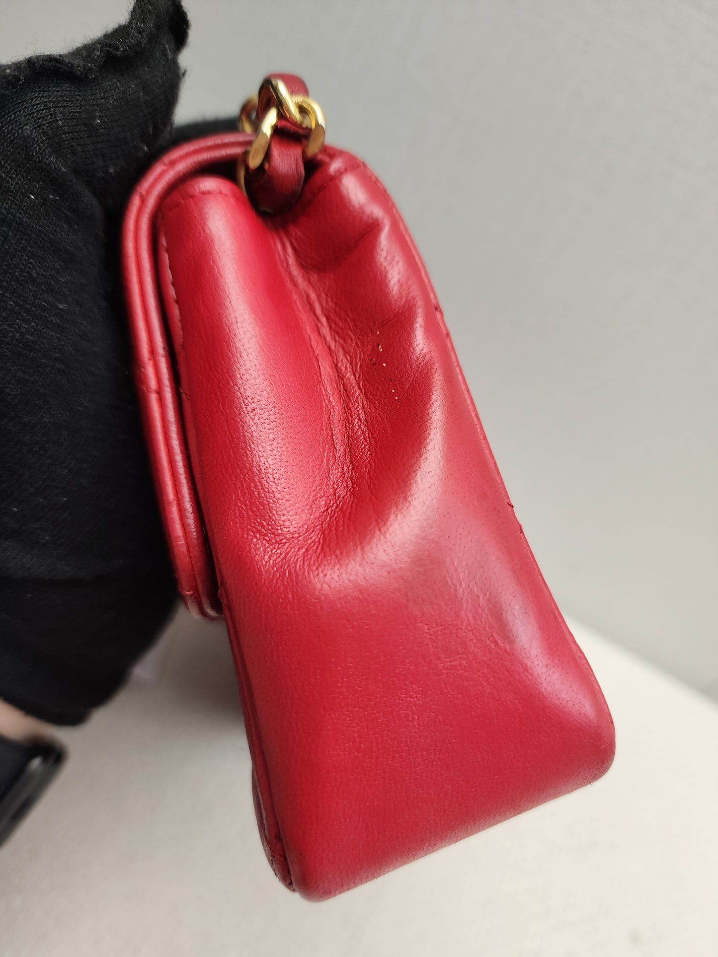 Chanel Red Lambskin Vintage Single Flap (GHW)