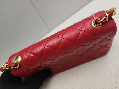 Chanel Red Lambskin Vintage Single Flap (GHW)